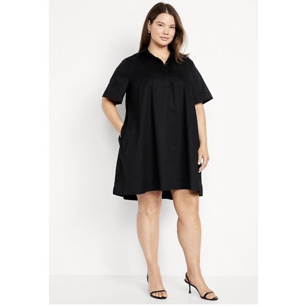 Old Navy women’s Black Mini Swing Dress Short Sleeve XL pockets shirt cami